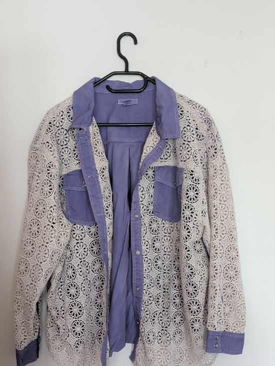 torrid Jackets & Blazers - Torrid Festi Lace Overlay Shirt Jacket in Lavender